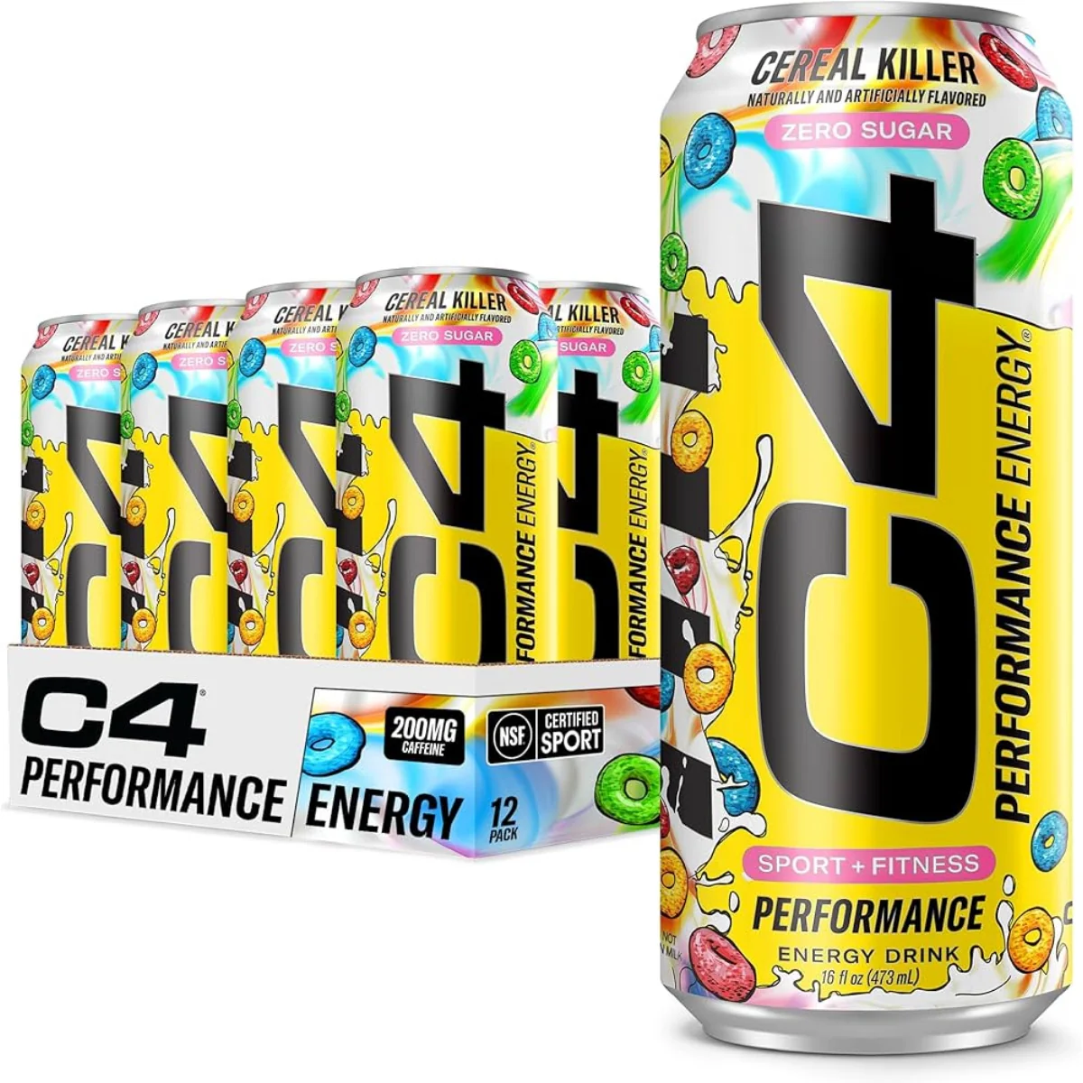 C4 Zero Sugar Cereal Killer Energy Drink Case of 12 (12 x 473ml)