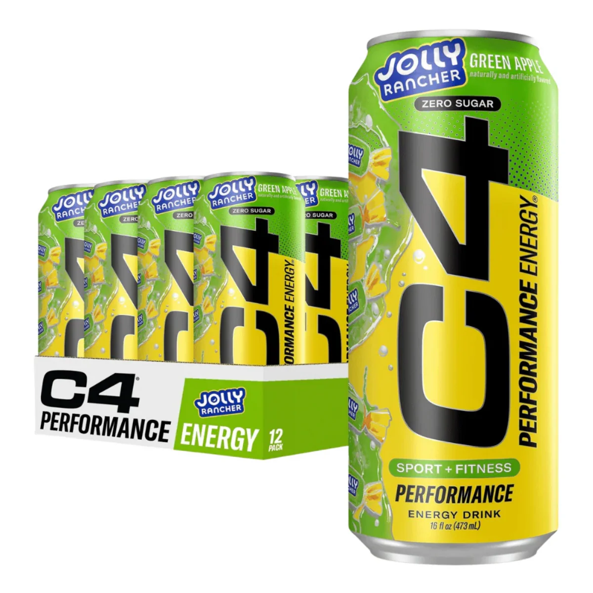 C4 Zero Sugar Energy x Jolly Rancher Green Apple Case of 12 (12 x 473ml)