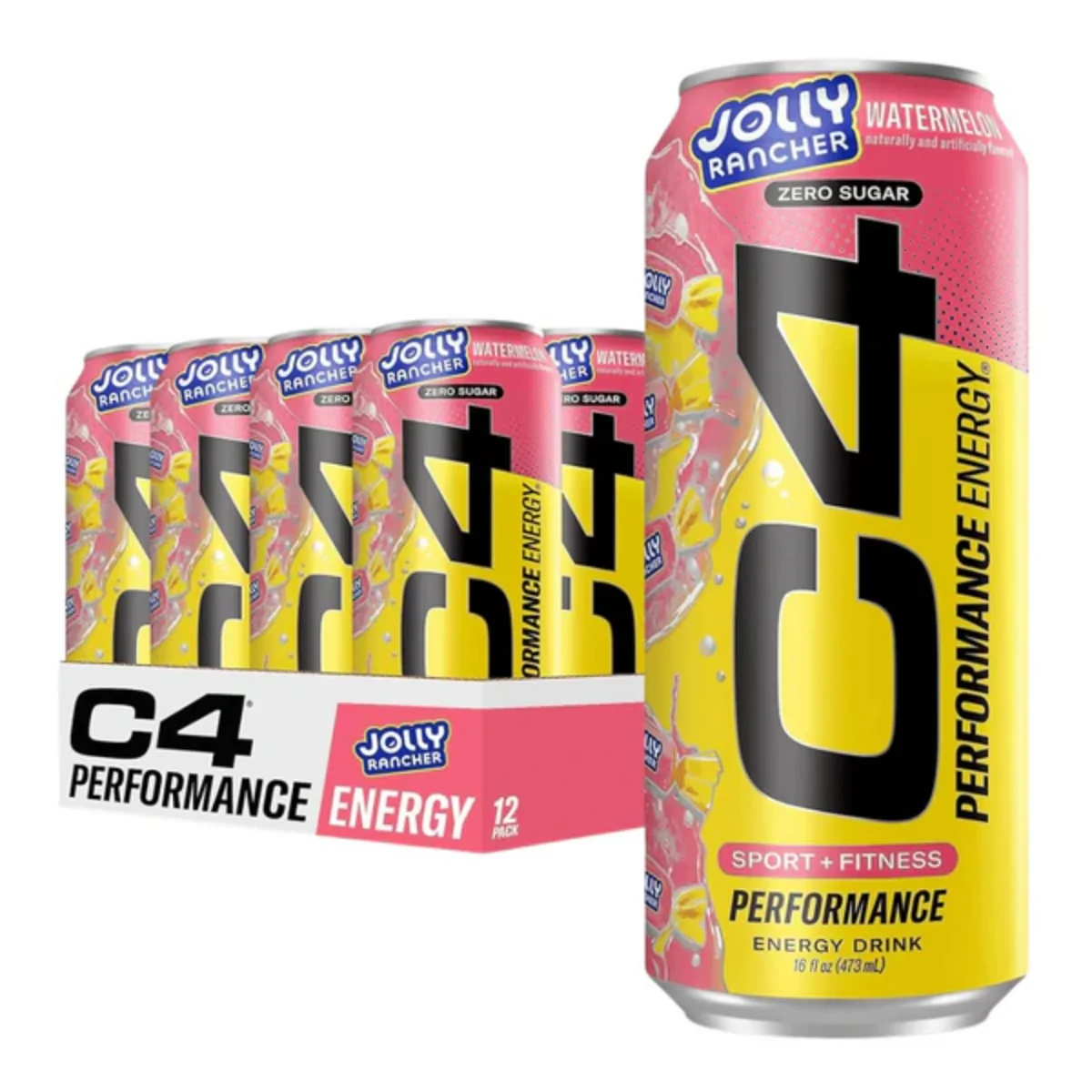 C4 Zero Sugar Energy x Jolly Rancher Watermelon Case of 12 (12 x 473ml)