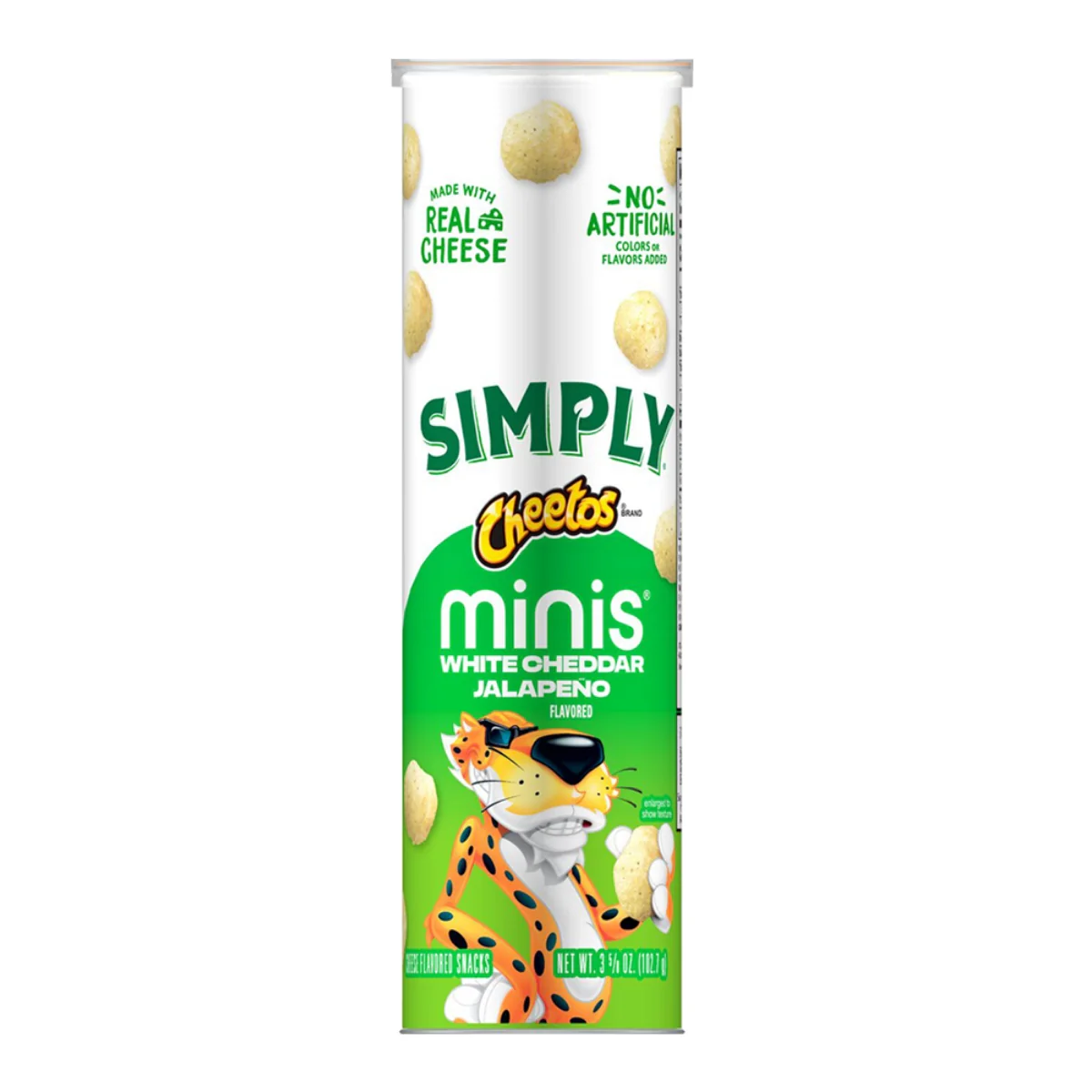 Cheetos Canister Simply White Cheddar Minis Jalapeno (102.7g)