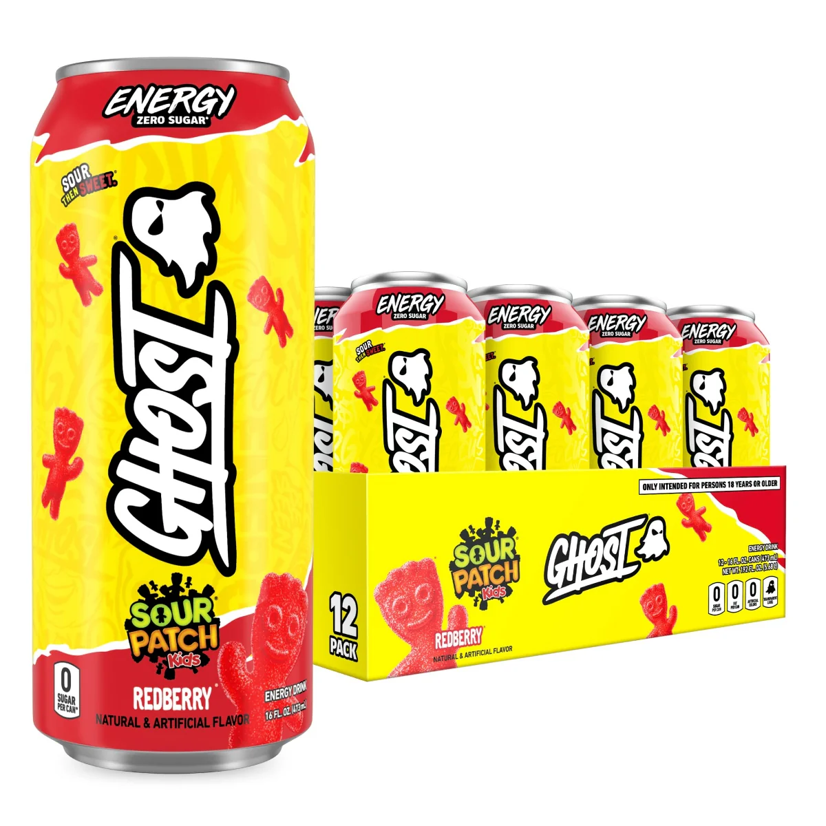 Ghost Sour Patch Redberry Energy Drink Case of 12 (12 x 473ml)