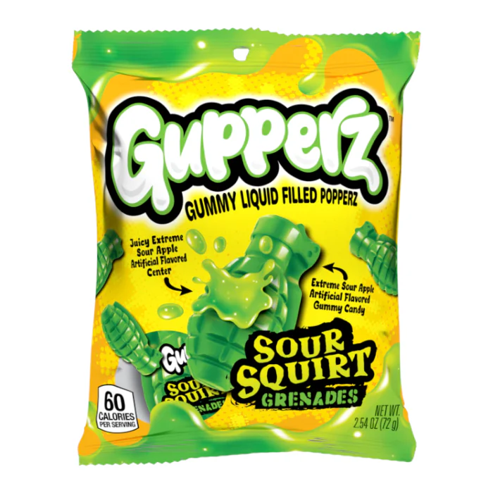 Gupperz Sour Squirt Grenade Liquid Filled Gummies (72g)