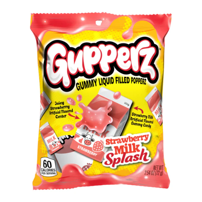 Gupperz Strawberry Milk Splash Liquid Filled Gummies (72g)