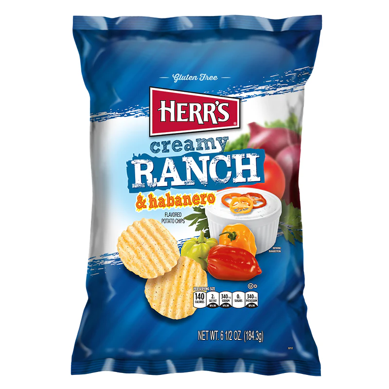 Herr's Creamy Ranch & Habanero Potato Chips (170g)