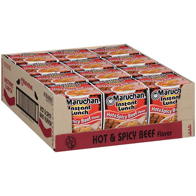 Maruchan Hot & Spicy Beef Flavour Instant Lunch Ramen Noodles 12 Pack (12 x 64g)