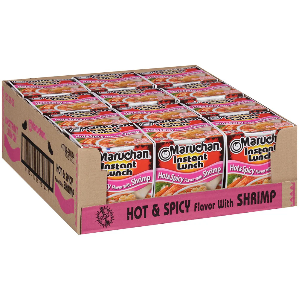 Maruchan Hot & Spicy Shrimp Flavour Instant Lunch Ramen Noodles 12 Pack (12 x 64g)