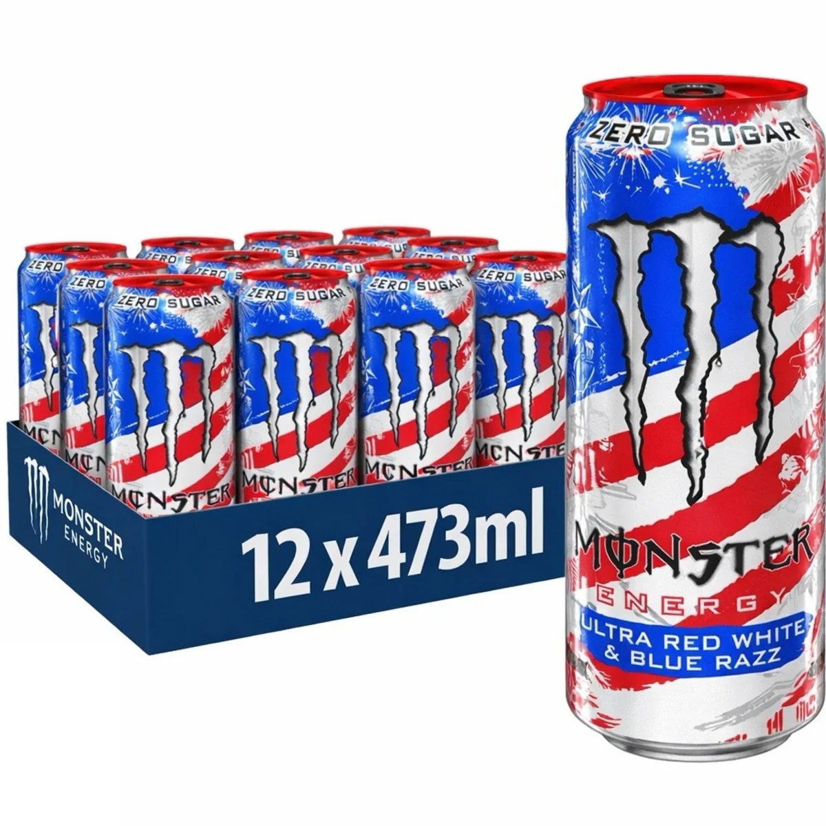 Monster Energy Ultra Red White & Blue Case of 12(12 x 473ml)