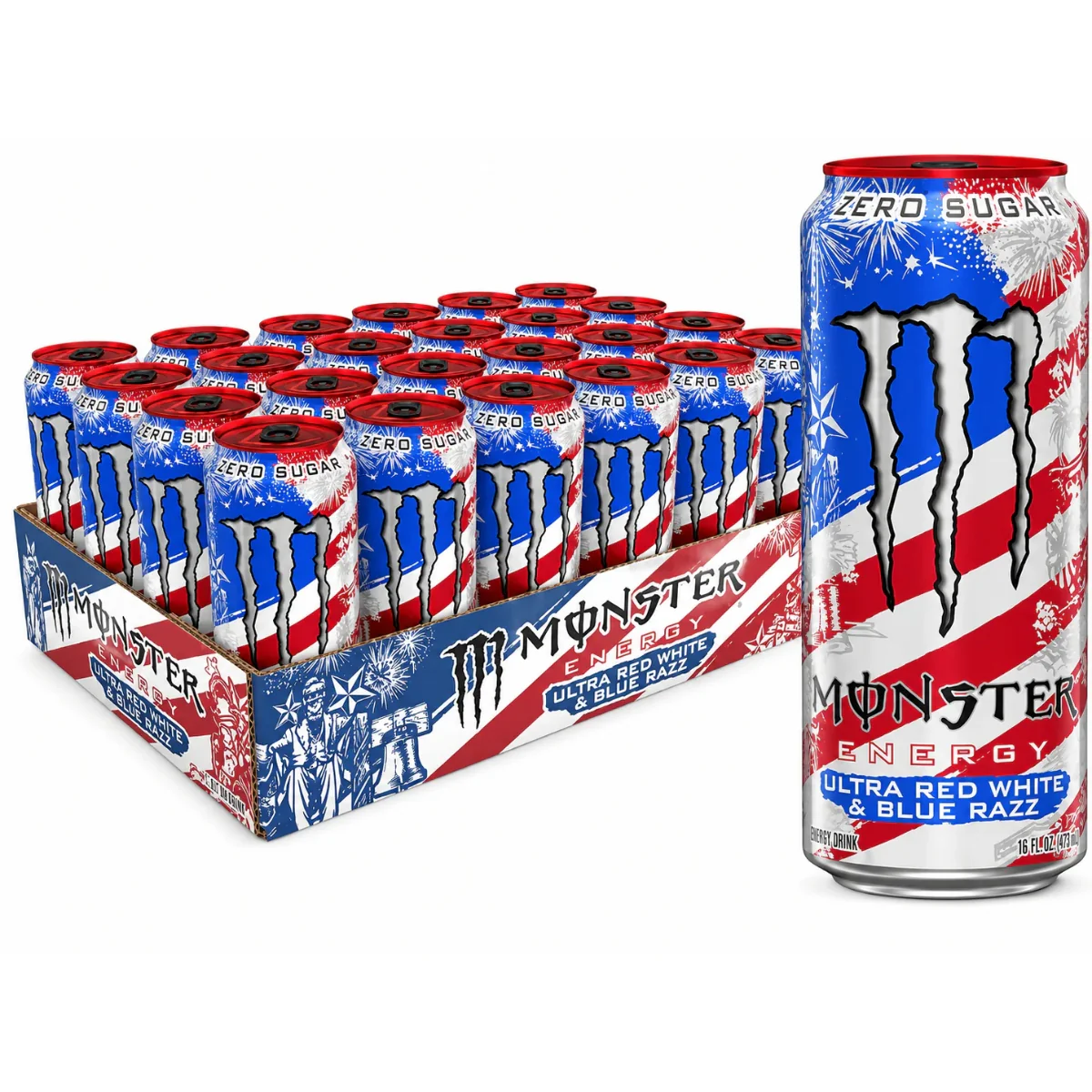 Monster Energy Ultra Red White & Blue Case of 24 (24 x 473ml)