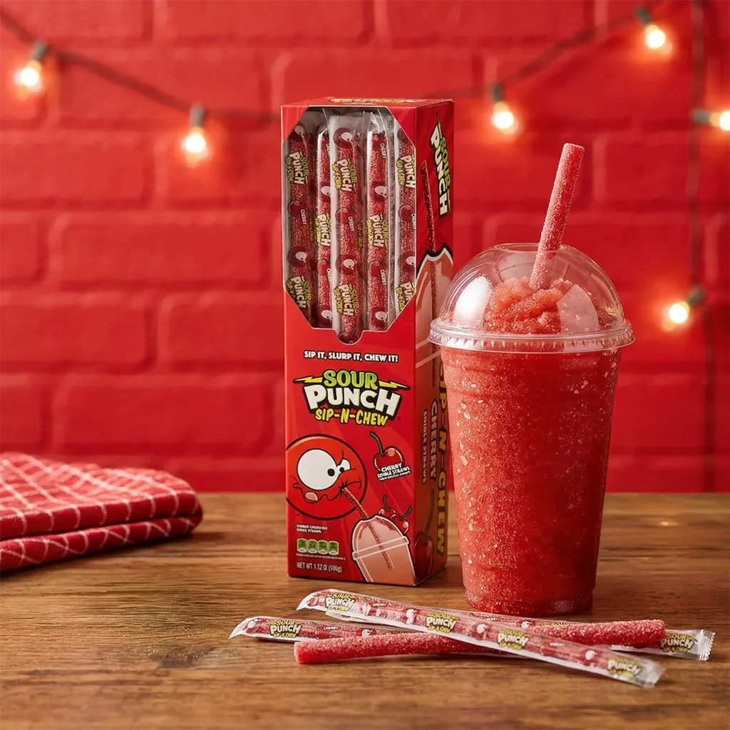 Sour Punch Sip-N-Chew Candy Straw Cherry (26g) - Image 3