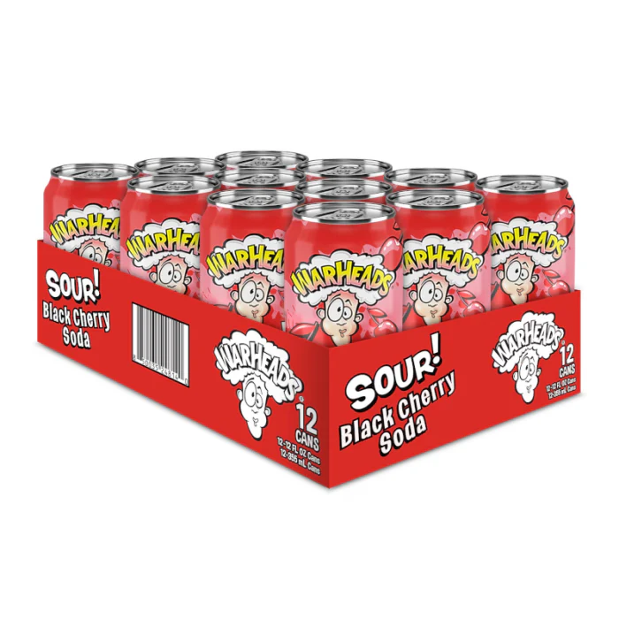 Warheads SOUR! Black Cherry Soda Case of 12 (355ml x12)
